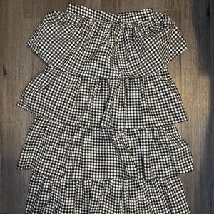 Mango Black and White Checkered Skirt